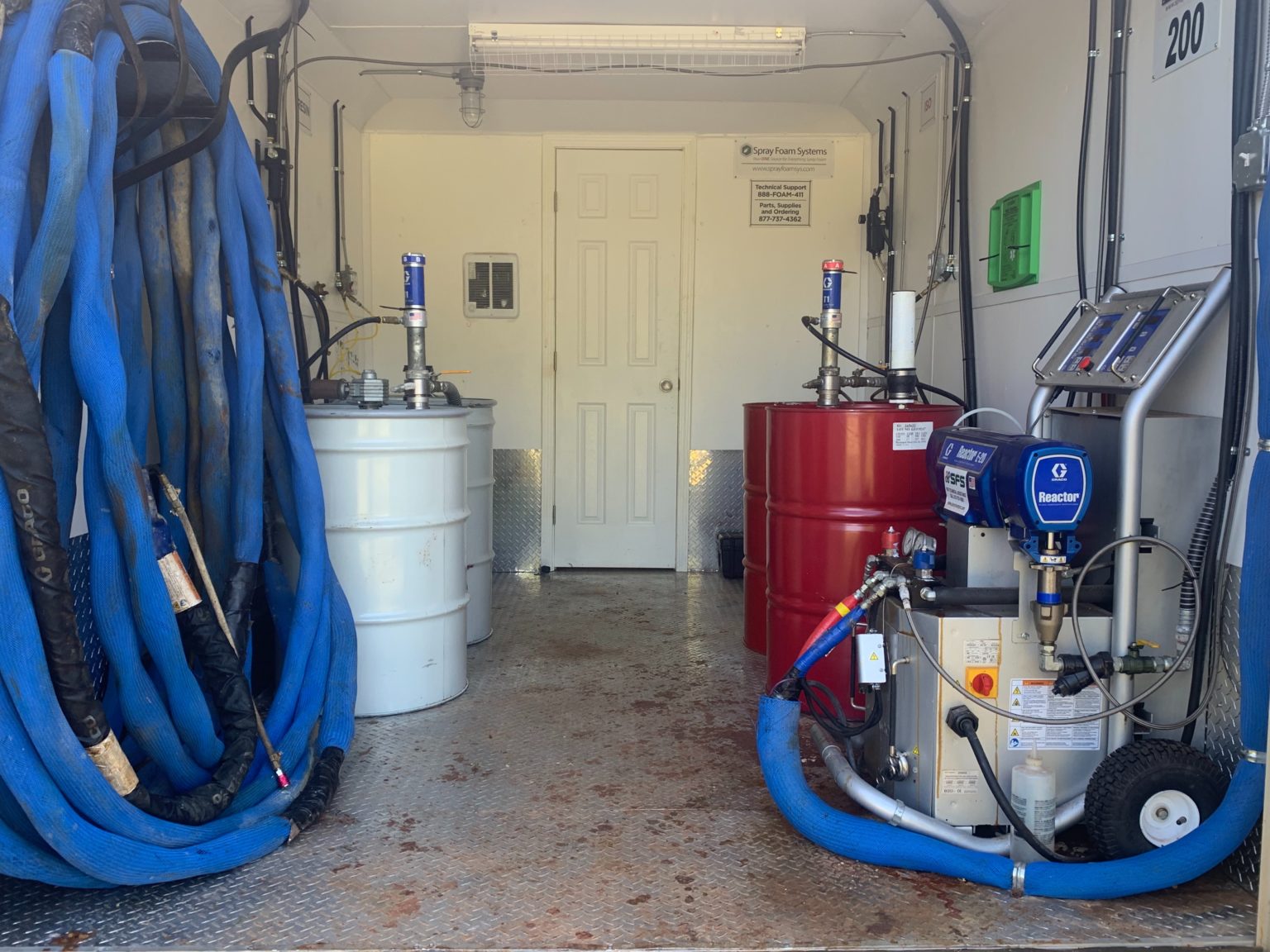 Used E20 Spray Foam Rig, 16' Trailer, 210' hose, gas generator and